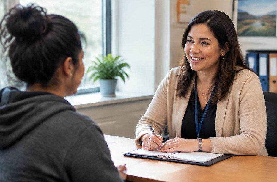 An adult receiving compassionate counseling
