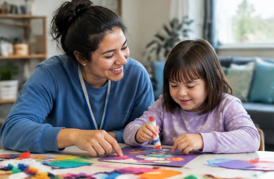 A family connecting with a behavioral health professional in the community